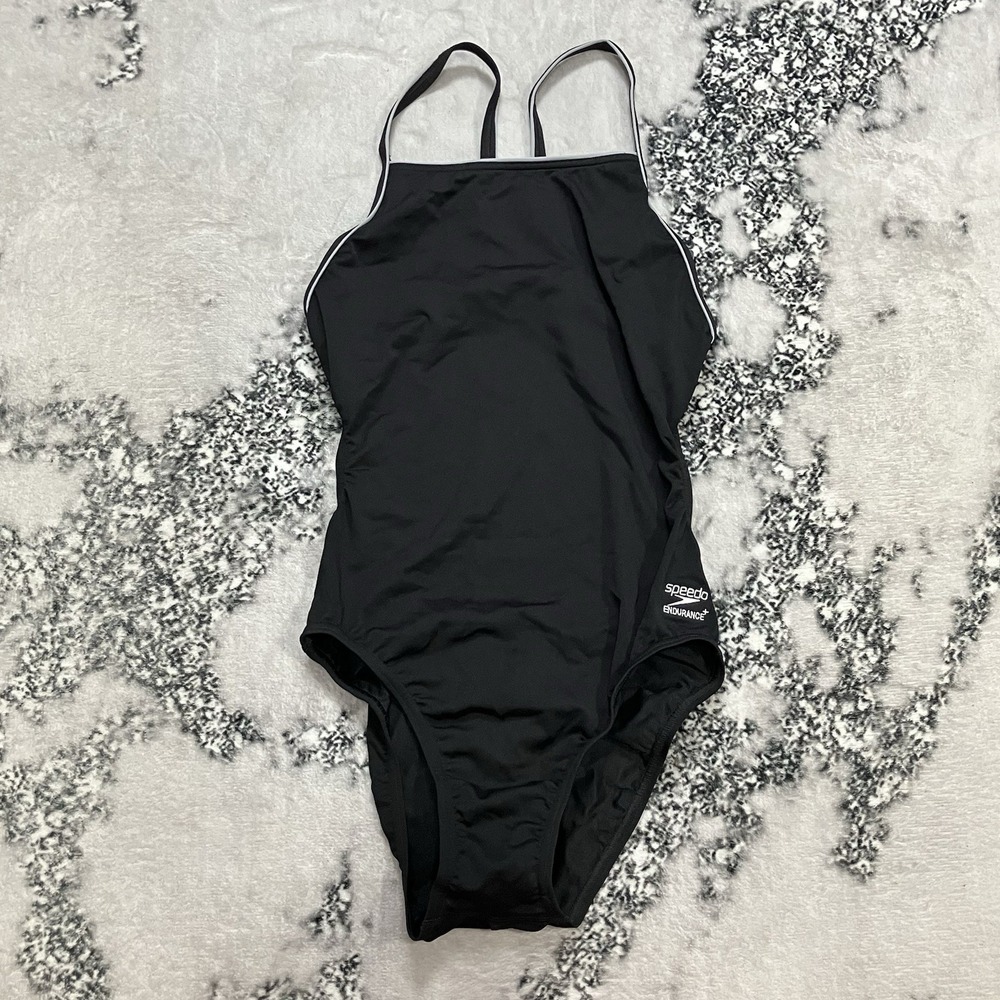 Speedo Endurance+‎ One Piece Swimsuit Womens 10 Black Athletic NWT
